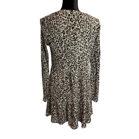 Zara‎ Trafaluc Size Large Leopard Print Long Sleeve Tunic Shift Dress Party - Picture 3 of 8
